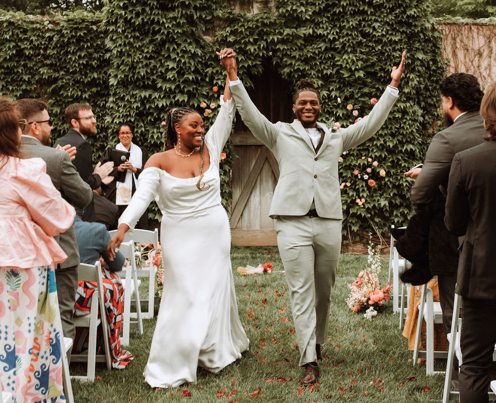 Newlyweds just married and celebrating at The Highlands Mansion