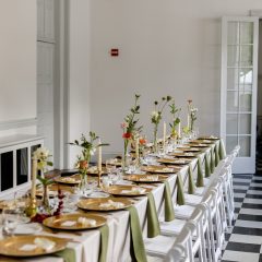 Elegant table settings for a wedding reception by Seedling and Sage Catering