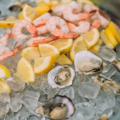 Raw bar station for wedding reception by Seedling and Sage Catering