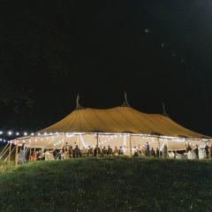 White sailcloth wedding reception tent
