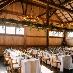 Wedding reception tables at The Farm Bakery