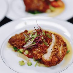 Wedding reception chicken entree by Seedling and Sage