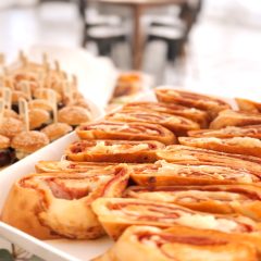 Stromboli appetizer at a wedding reception by Seedling and Sage Catering