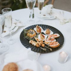Appetizer at a wedding reception by Seedling and Sage Catering