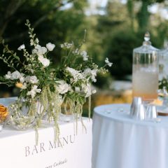 Wedding reception bar by Seedling and Sage setup