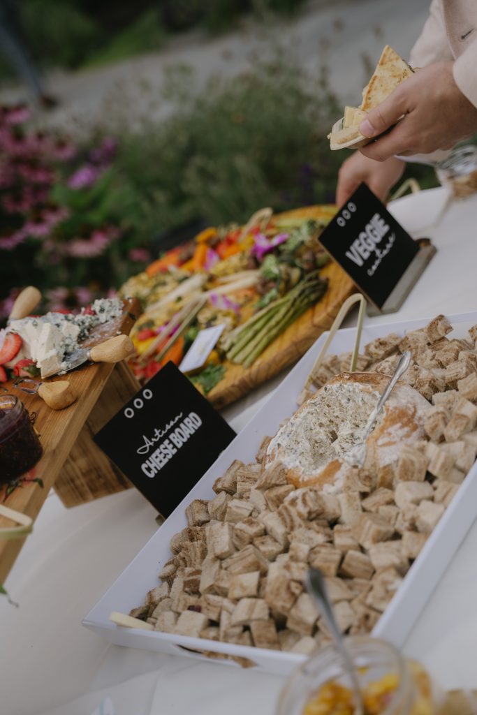 Cheese and charcuterie display wedding reception in Philadelphia